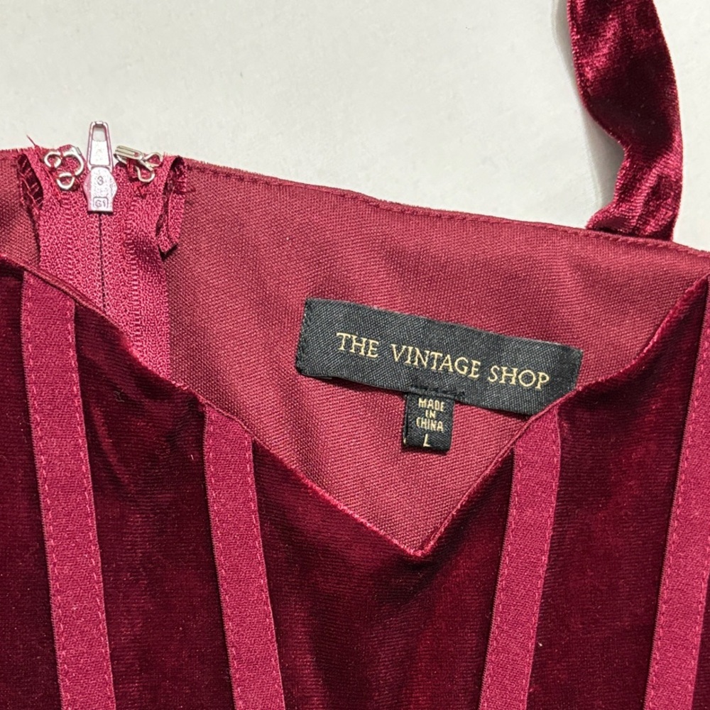 Elegant Velvet Burgundy Mini Dress - Picture 5 of 8